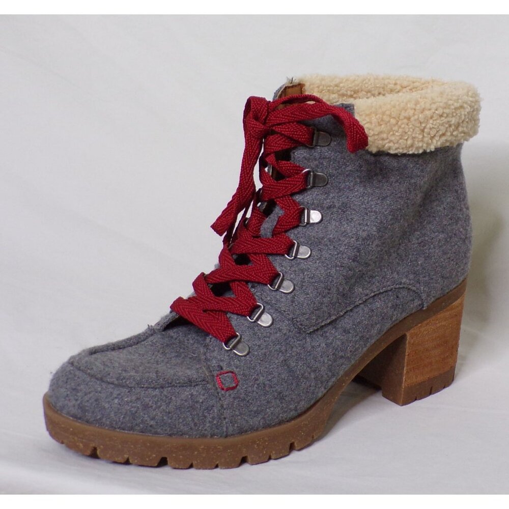 🆕KORKS Evie Lug Sole Wool Bootie Boot 8.5 Gray - Picture 8 of 11